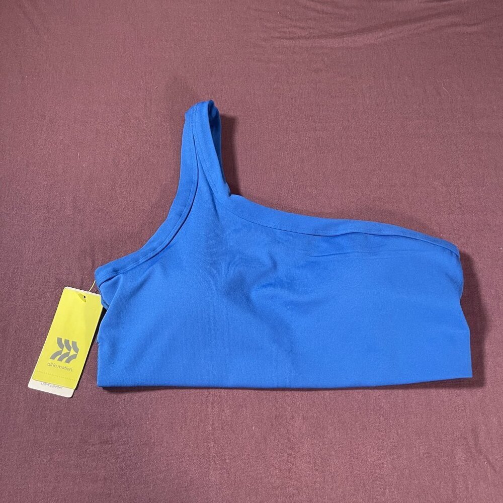 All in Motion Sculpt Asymmetric One Shoulder Sports Bra Blue - Size Medium - NWT - Picture 2 of 5